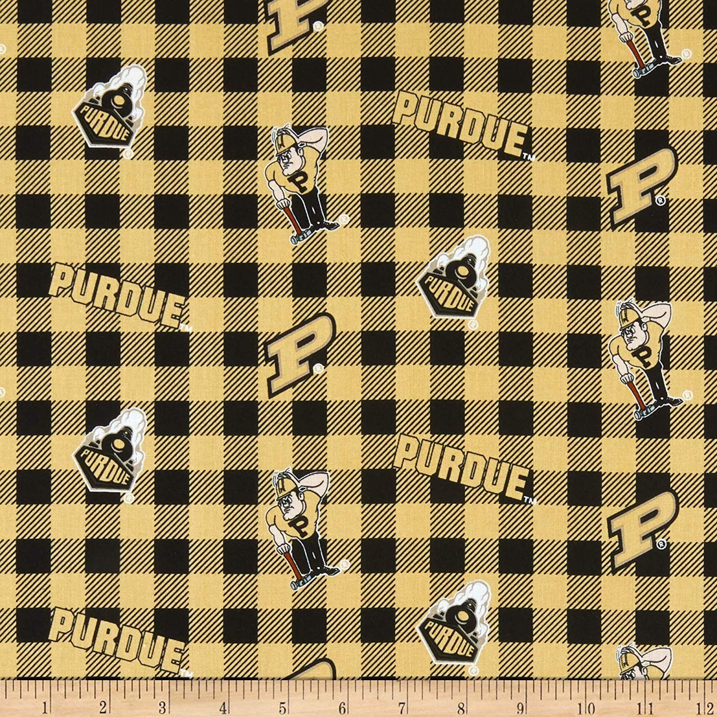 Purdue Boilermakers NCAA Buffalo Plaid Cotton Fabric