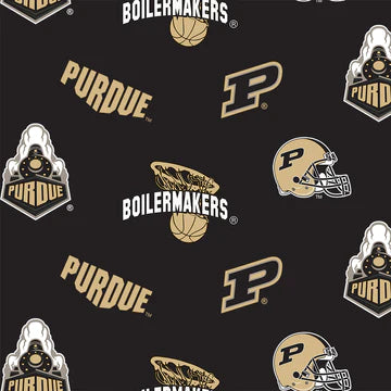 Purdue Boilermakers NCAA College Allover Sykel 58" FLEECE Fabric