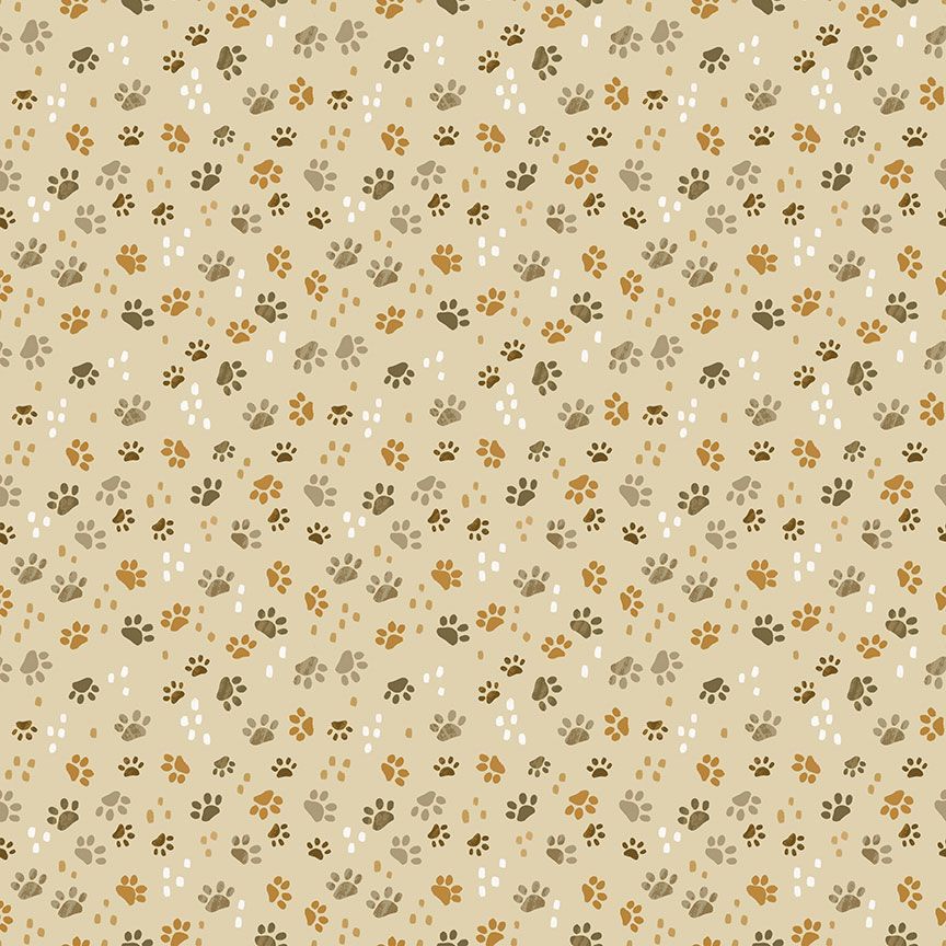 Purrfect Life Cat Paw Prints Beige Olivia Gibbs Timeless Treasures Cotton Fabric