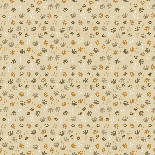 Purrfect Life Cat Paw Prints Beige Olivia Gibbs Timeless Treasures Cotton Fabric