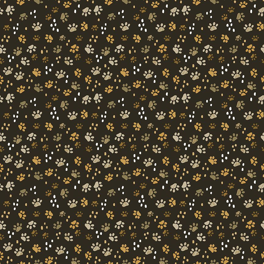 Purrfect Life Cat Paw Prints Brown Olivia Gibbs Timeless Treasures Cotton Fabric