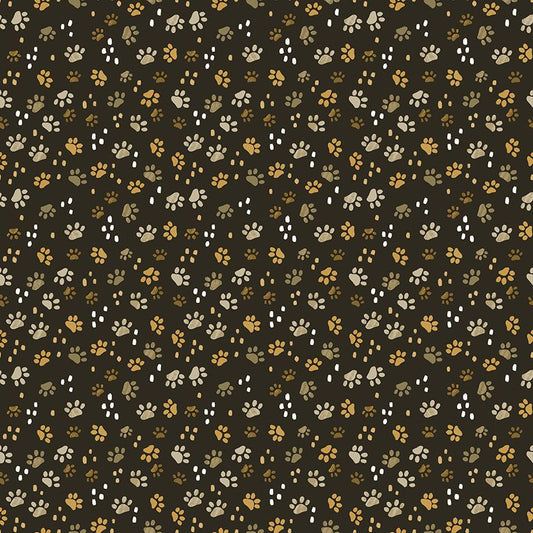 Purrfect Life Cat Paw Prints Brown Olivia Gibbs Timeless Treasures Cotton Fabric