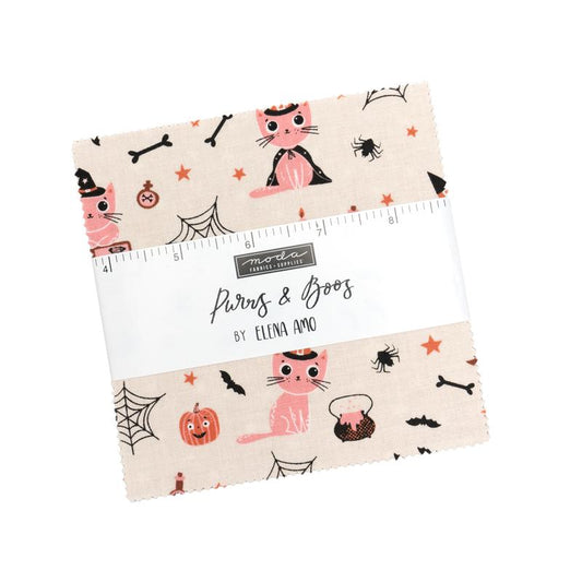 Purrs and Boos 5" Squares Charm Pack Elena Amo Moda Cotton Fabric MD-39060PP