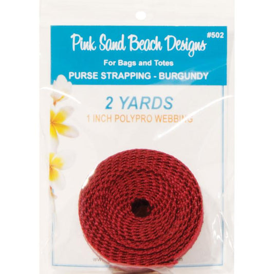 Purse Strapping 1 Inch Polypro Webbing 2yd Burgundy Red Pink Sand Beach Designs