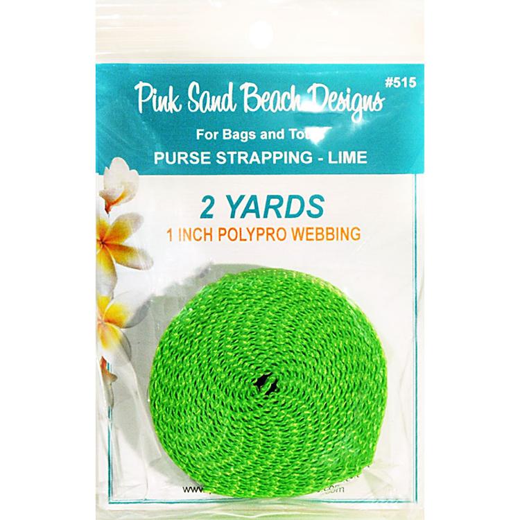 Purse Strapping 1 Inch Polypro Webbing 2yd Lime Green Pink Sand Beach Designs