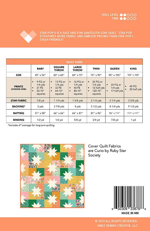 Star Pop II Quilt Pattern Emily Dennis Quilty Love QL-146