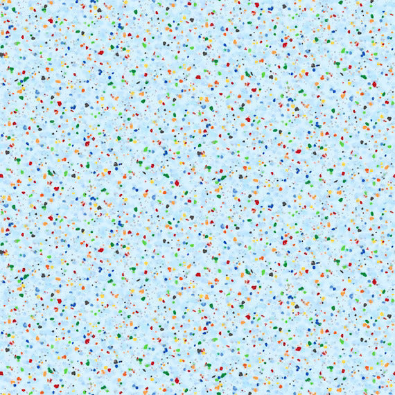 Speckles Rainbow Dots Light Blue Quilting Treasures Cotton Fabric