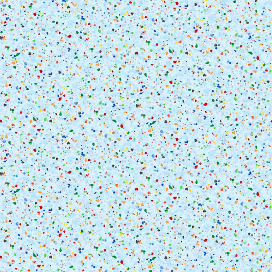 Speckles Rainbow Dots Light Blue Quilting Treasures Cotton Fabric