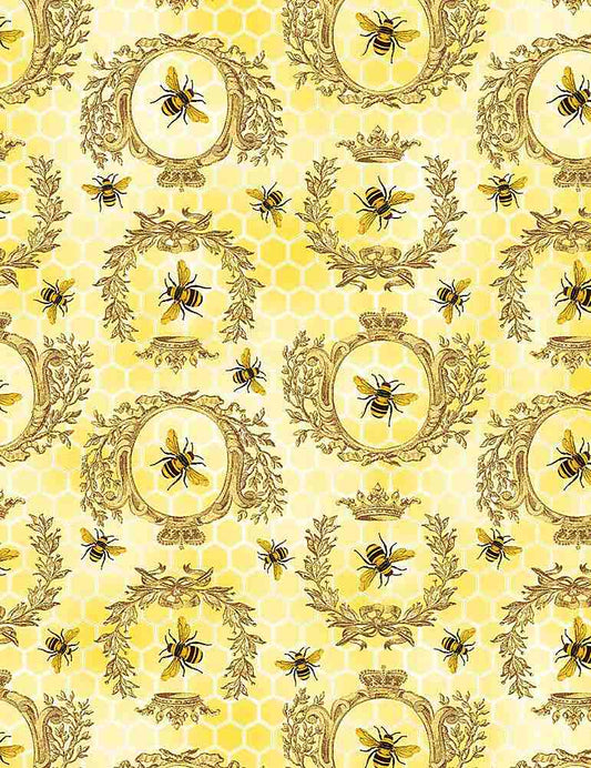 Queen Bee Golden Crests Honey Timeless Treasures Cotton Fabric