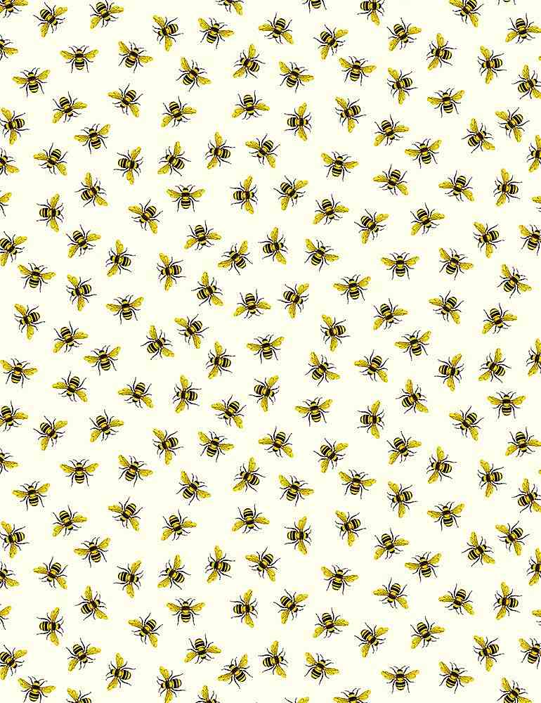Queen Bee Tiny Gold Honey Bees Cream Timeless Treasures Cotton Fabric