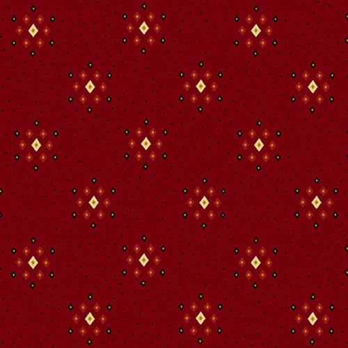 Quiet Grace Diamond Clusters Cranberry Red Kim Diehl Henry Glass Cotton Fabric