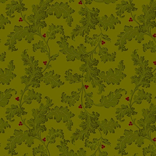 Quiet Grace Leafy Vines Pine Green Kim Diehl Henry Glass Cotton Fabric