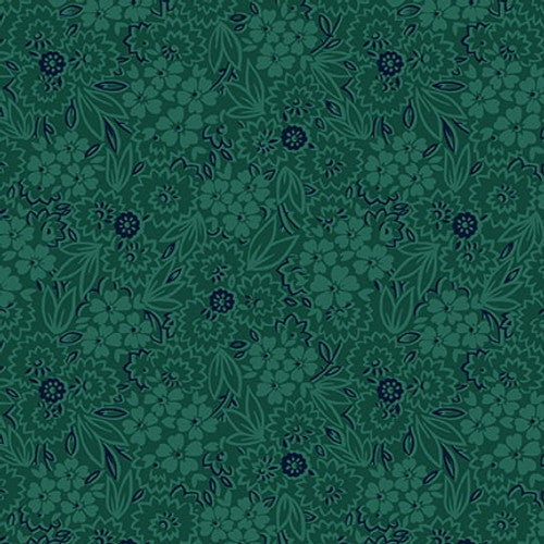 Quiet Grace Scatter Garden Teal Green Kim Diehl Henry Glass Cotton Fabric