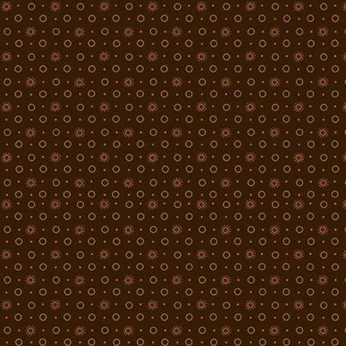 Quiet Grace Sunbursts Chocolate Brown Kim Diehl Henry Glass Cotton Fabric