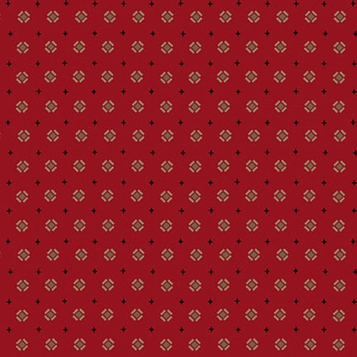 Quiet Grace Tilted Boxes Cranberry Red Kim Diehl Henry Glass Cotton Fabric