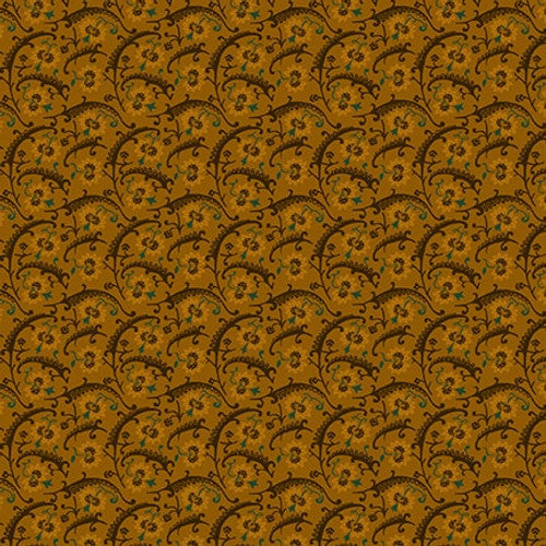 Quiet Grace Vintage Floral Chestnut Brown Kim Diehl Henry Glass Cotton Fabric | US Fabric Shop