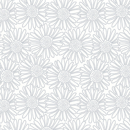 Quilter's Flour VI Stacked Daisies White on White Henry Glass Cotton Fabric HG-1688-01W