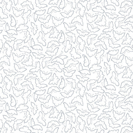 Quilter's Flour VI Butterflies White on White Henry Glass Fabrics Cotton Fabric HG-1690-01W