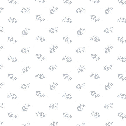 Quilter's Flour VI Curlicue Hearts White on White Henry Glass Fabrics Cotton Fabric HG-1689-01W