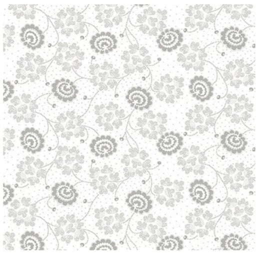 Quilters Flour III Floral and Vines Medium White on White Tone on Tone Cotton Fabric