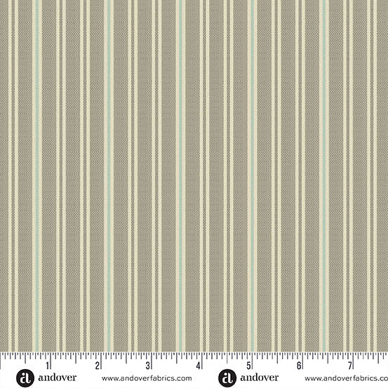 Quiltessential Double Stripe Litchen Grey Blue Laundry Basket Quilts Andover Cotton Fabric AF-A1672-LT