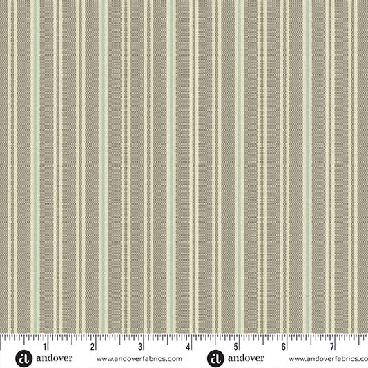 Quiltessential Double Stripe Litchen Grey Blue Laundry Basket Quilts Andover Cotton Fabric AF-A1672-LT