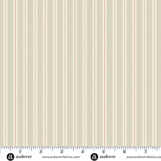 Quiltessential Double Stripe Rose Beige Pink Laundry Basket Quilts Andover Cotton Fabric AF-A1672-LE