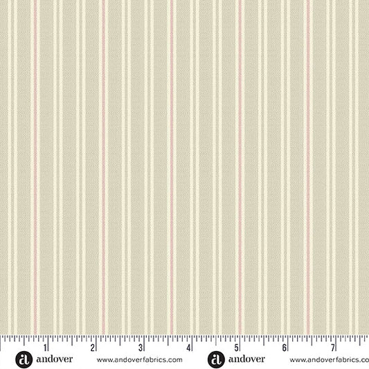 Quiltessential Double Stripe Rose Beige Pink Laundry Basket Quilts Andover Cotton Fabric AF-A1672-LE