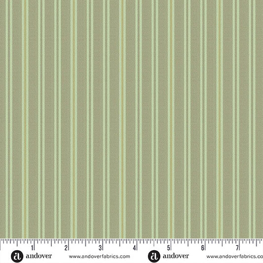 Quiltessential Double Stripe Sequioa Green Laundry Basket Quilts Andover Cotton Fabric AF-A1672-G
