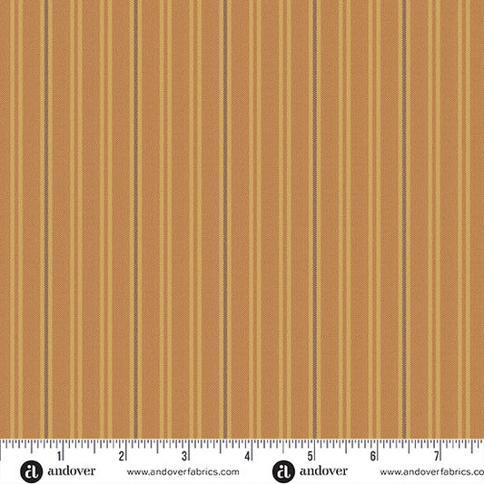 Quiltessential Double Stripe Sunflower Golden Brown Laundry Basket Quilts Andover Cotton Fabric AF-A1672-O1