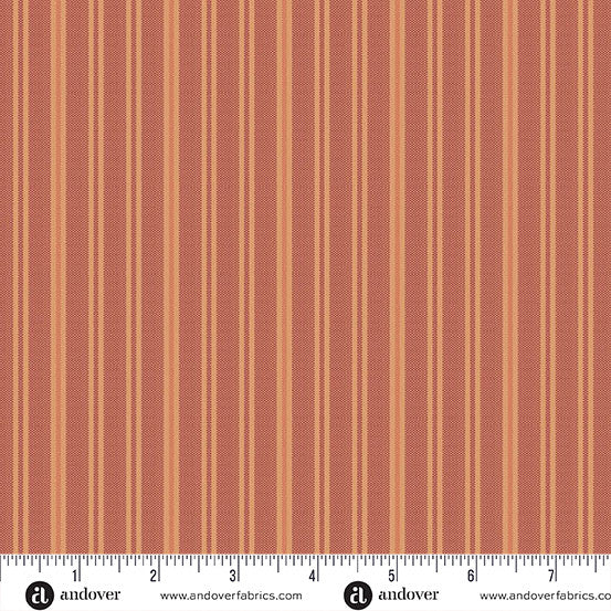 Quiltessential Double Stripe Terracotta Orange Laundry Basket Quilts Andover Cotton Fabric AF-A1672-O