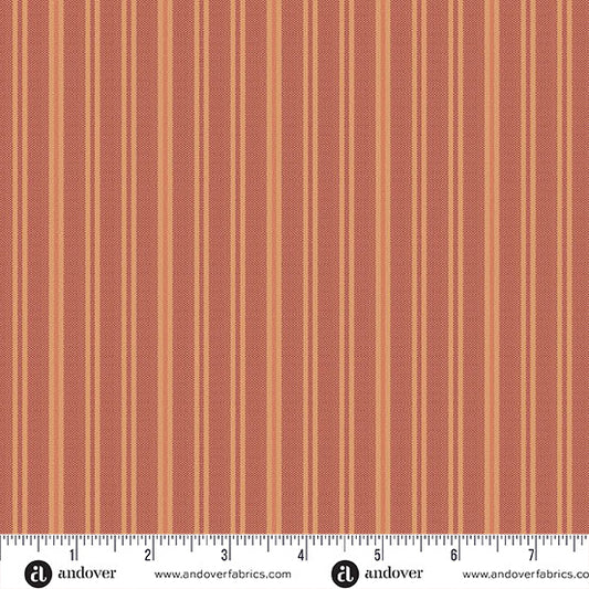 Quiltessential Double Stripe Terracotta Orange Laundry Basket Quilts Andover Cotton Fabric AF-A1672-O