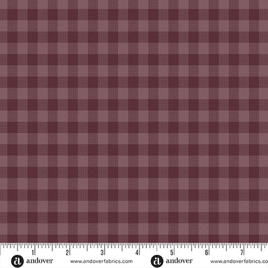 Quiltessential Gingham Plum Purple Dark Red Laundry Basket Quilts Andover Cotton Fabric AF-A1673-P