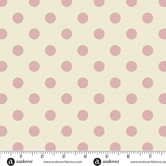 Quiltessential Large Dot Ivory Brush Pink Laundry Basket Quilts Andover Cotton Fabric AF-A1674-E