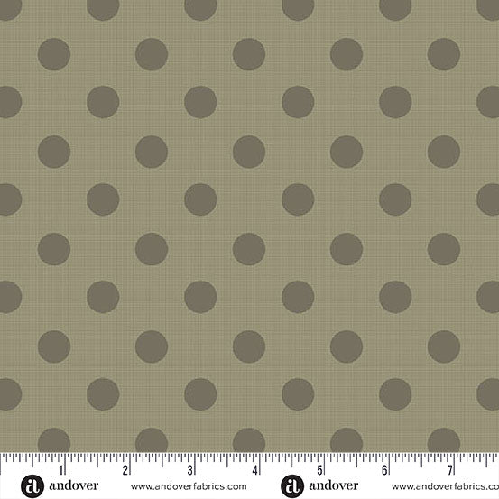 Quiltessential Large Dot Rye Green Grey Laundry Basket Quilts Andover Cotton Fabric AF-A1674-N