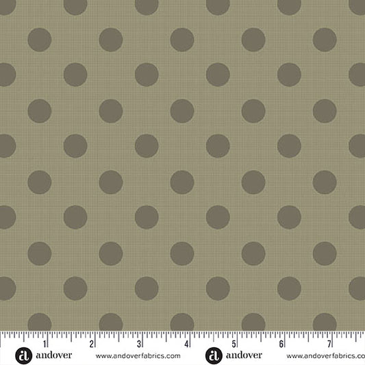 Quiltessential Large Dot Rye Green Grey Laundry Basket Quilts Andover Cotton Fabric AF-A1674-N