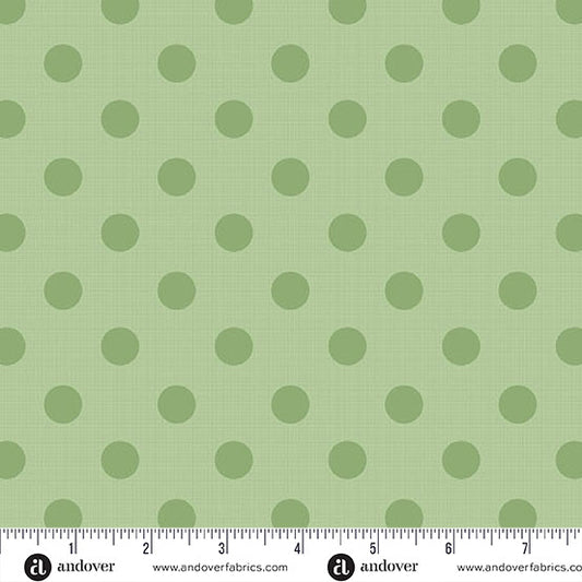 Quiltessential Large Dot Seagrass Green Laundry Basket Quilts Andover Cotton Fabric AF-A1674-G