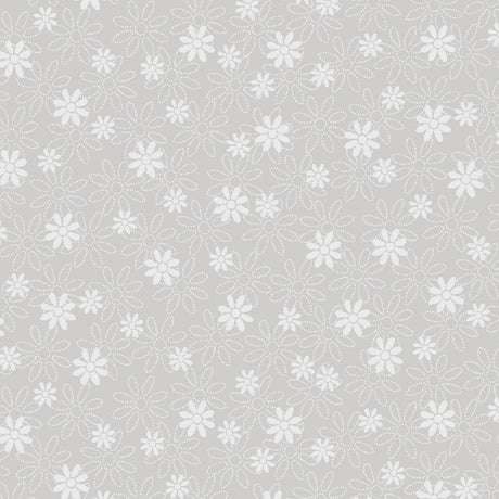 Quilting Illusions Stencil Floral Gray Gray Quilting Treasures Cotton Fabric