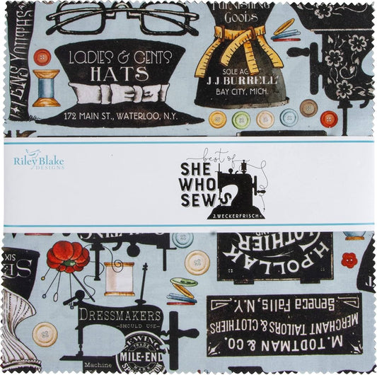 She Who Sews 10" Square Stacker J Wecker Frisch Riley Blake Cotton Fabric RB-10-11330-42