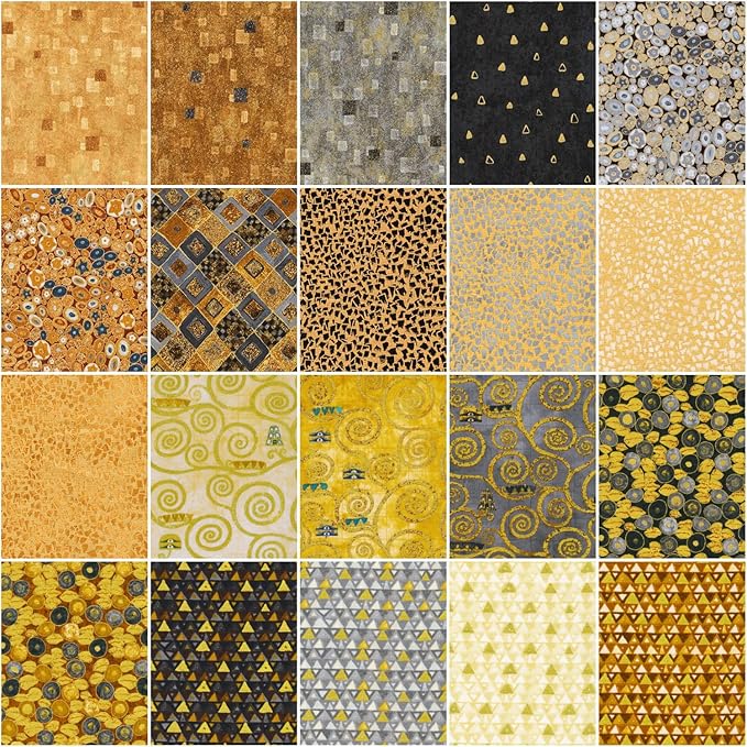 Gustav Klimt Neutral Colorstory 5" Squares Robert Kaufman Cotton Fabric RK-CHS-1083-42