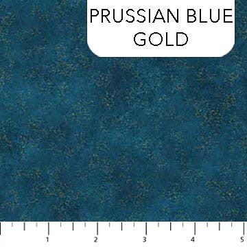 Radiance Shimmer Blender Prussian Blue Gold Deborah Edwards Northcott Cotton Fabric