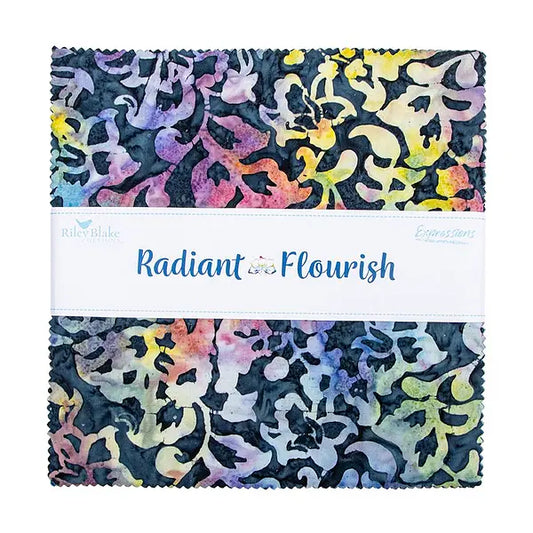 Expressions Batiks Radiant Flourish 10" Square Layer Cake 42pcs Riley Blake Designs Cotton Fabric RB-10-23385-42