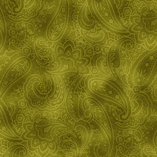 Radiant Paisley 108" Wideback Green Kanvas Studio Benartex Cotton Fabric BE-9747W-44