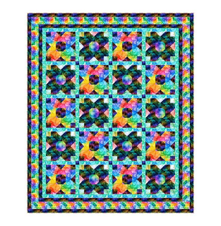 Radiant Rhapsody Digital Quilt Top 67.5"x81" Patrick Lose Northcott Fabrics NC-DQ5184