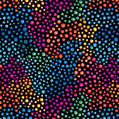 Rainbow Droplets 108" Wide Backing Water Droplets Black Multi Pattern Weave Studio Blank Quilting Cotton Fabric