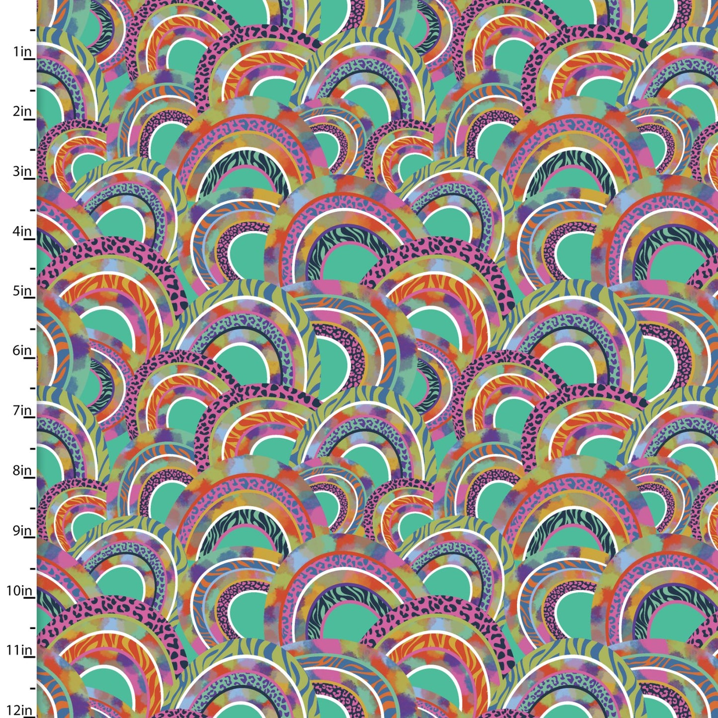 Rainbow Rhythm Groovy Rainbow Turquoise Lisa Perry 3 Wishes Cotton Fabric