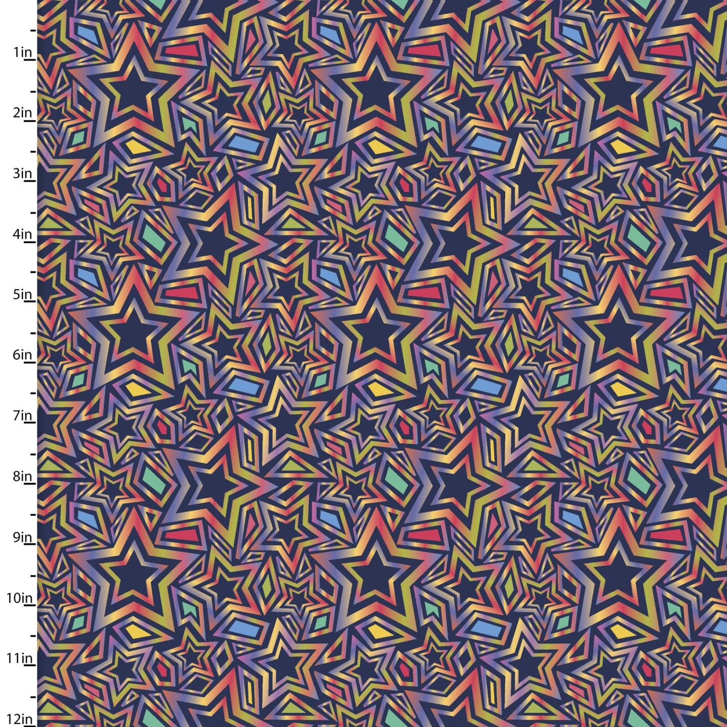 Rainbow Rhythm Ombre Stars Multi Lisa Perry 3 Wishes Cotton Fabric