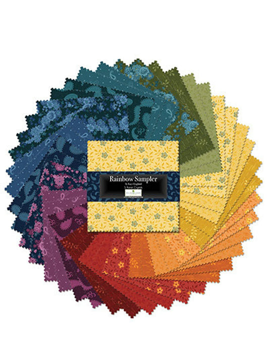 Rainbow Sampler 5" Squares Karat Gems Kaye England Wilmington Prints Cotton Fabric