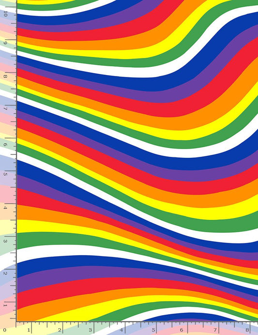 Rainbow Wavy Stripes Proud to be a Nurse Timeless Treasures Cotton Fabric