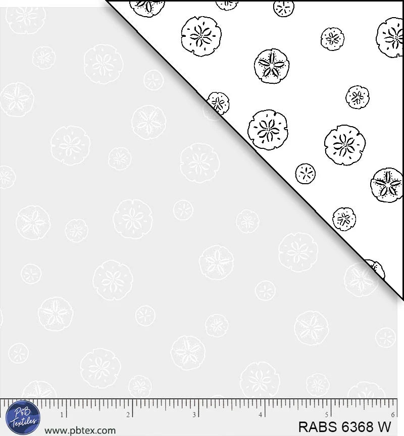 Ramblings by the Sea Nautical Sand Dollars White on White P&B Textiles Cotton Fabric PB-RABS6368W